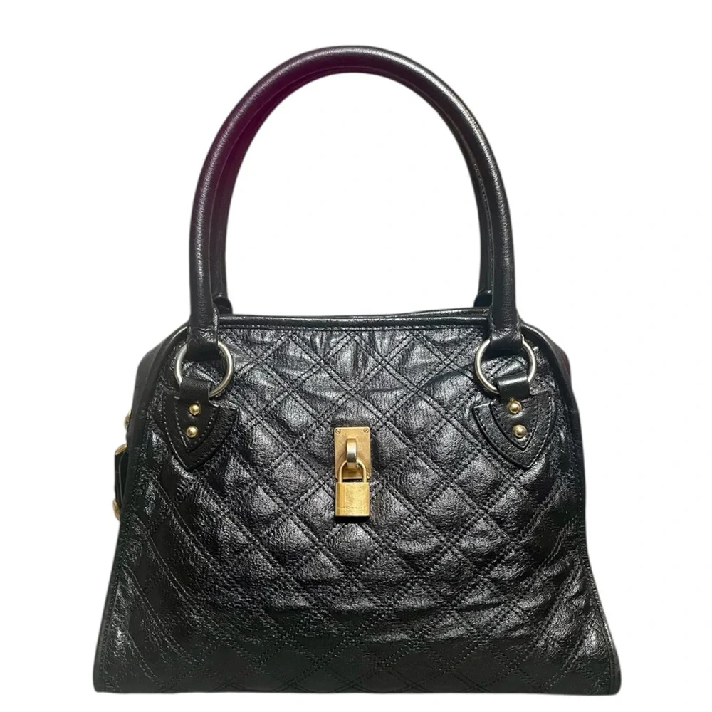 Marc Jacobs Black Quilted Goatskin Leather Two Way Karlie Handbag Shoulder Bag
